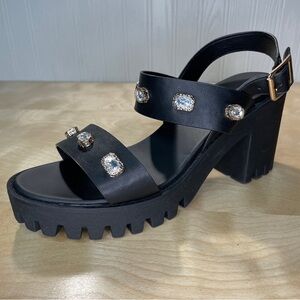 Madden Girl Storrm Stunning Gemstone Lug Sole Sandals - Black